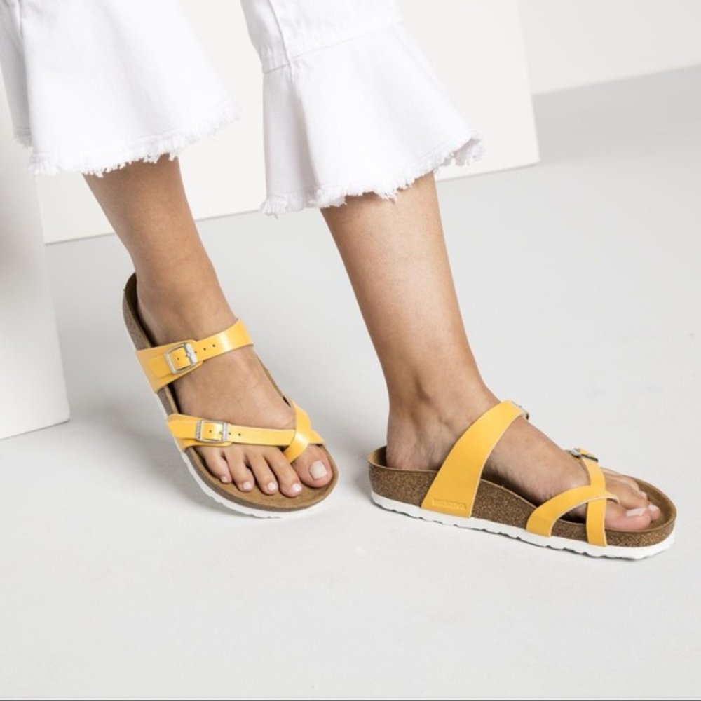Birkenstock Mayari Birko-flor Sandals Yellow 10 - Picture 1 of 8